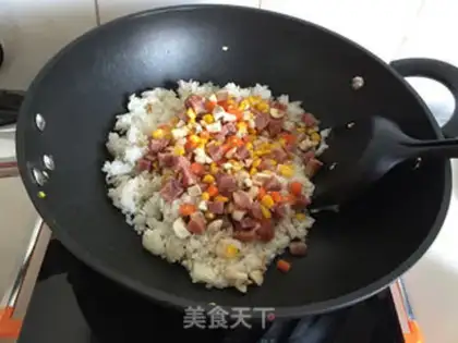 Make Mushroom sausage fried rice step 6