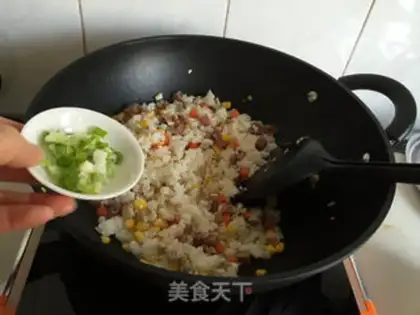 Make Mushroom sausage fried rice step 7