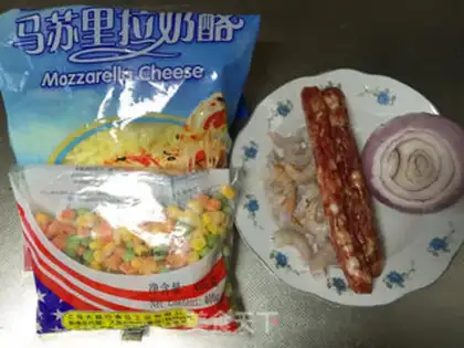 Make Shrimp sausage pizza step 2