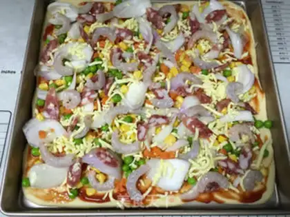 Make Shrimp sausage pizza step 6