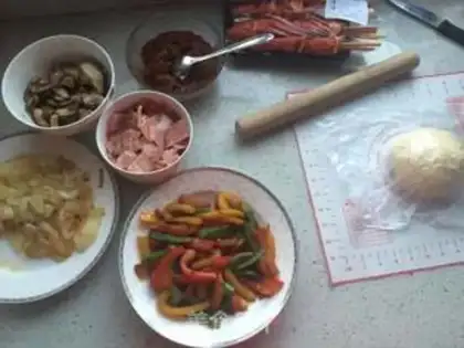 Make Mushroom bacon pizza step 6