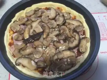 Make Mushroom bacon pizza step 12
