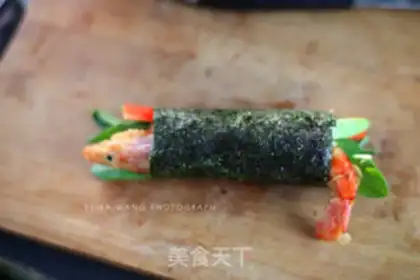 Make A shrimp sushi roll step 6