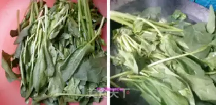 Make The garlic spinach tower step 0