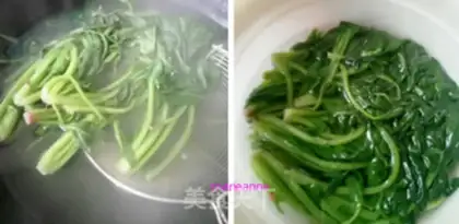 Make The garlic spinach tower step 1