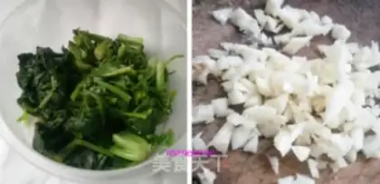 Make The garlic spinach tower step 2