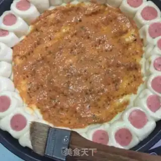 Make A big shrimp pizza with sausages step 10