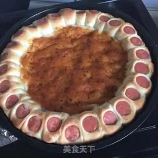 Make A big shrimp pizza with sausages step 11