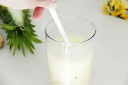 Make Fresh strawberry pineapple milkshake step 19