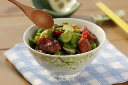 Make Snow pickles and rice fried sausage step 6