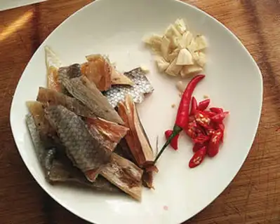 Make Salt fish and eggplant step 0