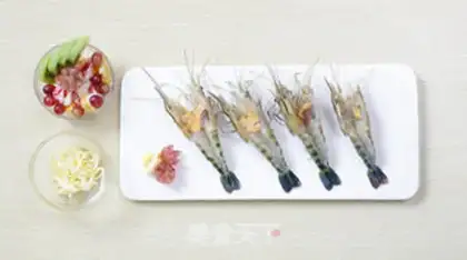 Make Cheese and shrimp and salad step 0
