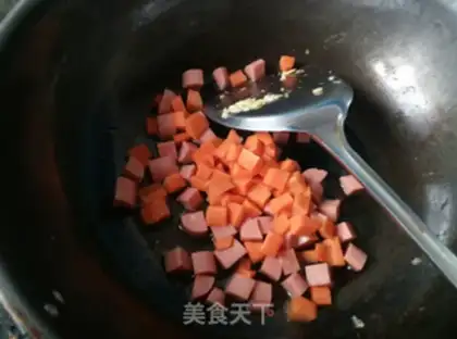 Make Cucumber ham and egg fried rice step 2