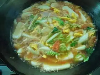 Make Tomato egg cream noodles step 7