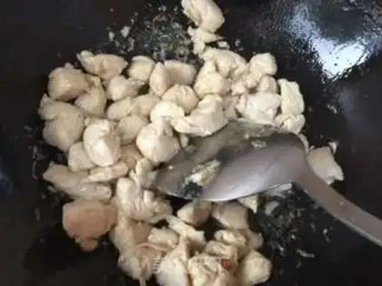 Make Chicken chest fried tofu step 5