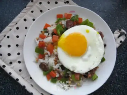 Make Blue sausage rice step 13