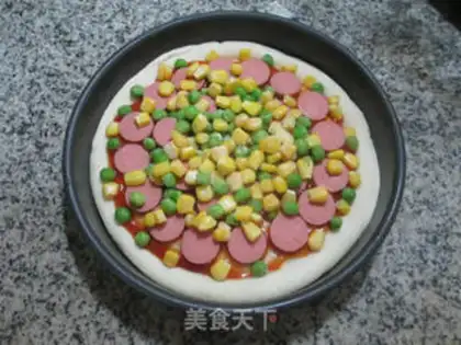 Make Blue bean corn and ham pizza step 4