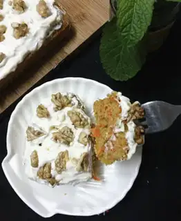 Make Carrot cheese walnut cake step 16