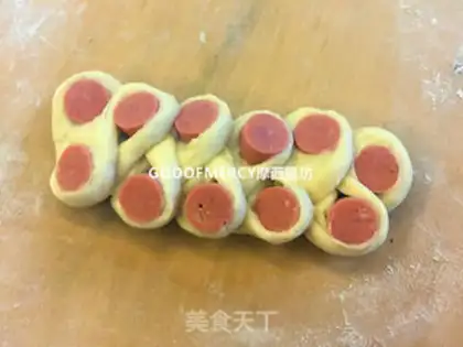 Make Simple and delicious ham and sausage bread step 14