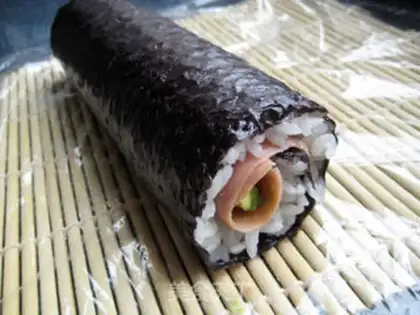 Make Butter and ham sushi step 17