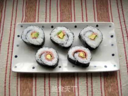 Make Butter and ham sushi step 20