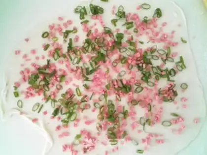 Make Onion ham cake step 3