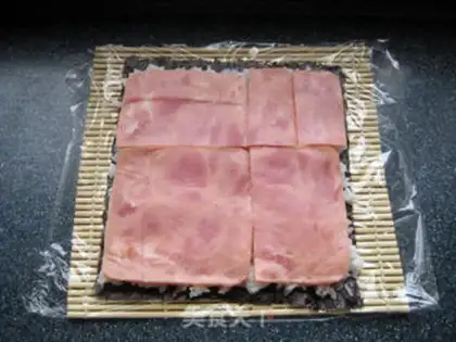 Make Butter and ham sushi step 15