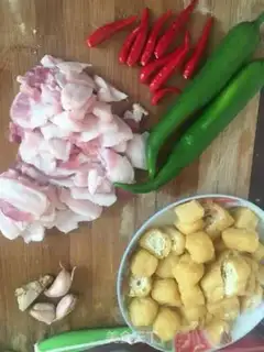 Make The tofu fried the meat step 0