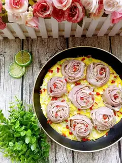 Make Potato roses holding eggs and dumplings step 22