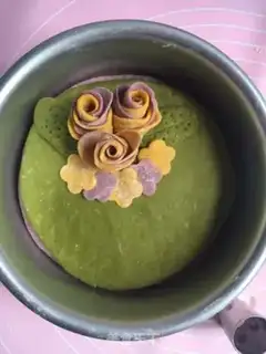 Make Three-coloured steam cake step 13
