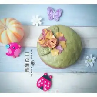 Make Three-coloured steam cake step 15