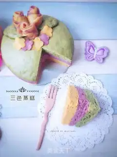 Make Three-coloured steam cake step 17