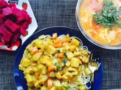 Make Curry chicken pasta step 3