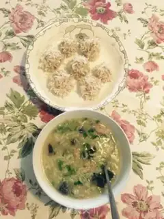 Make Pearlballs, eggs, skinny porridge step 2