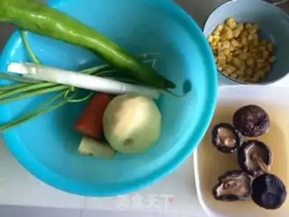 Make Spoons, potatoes, egg and rice step 2