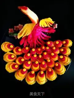 Make Peacock Opens a fruit platter step 11