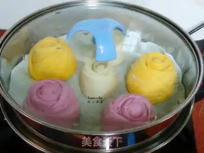 Make The colored rose bun step 11
