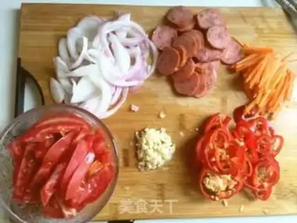 Make Ham fried pasta step 0