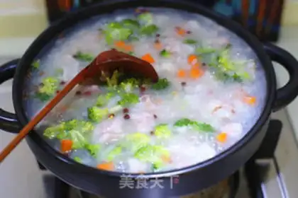 Make Chicken bacon and vegetable congee step 5