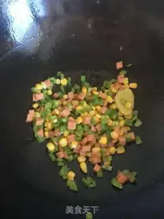 Make Corn ham rice step 0