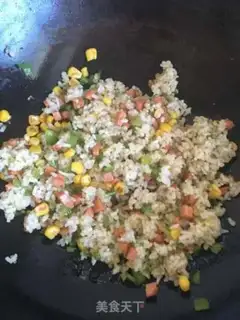 Make Corn ham rice step 1