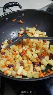 Make Weenie potato mushroom rice step 1