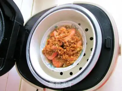 Make Garlic fans steam shrimp step 10