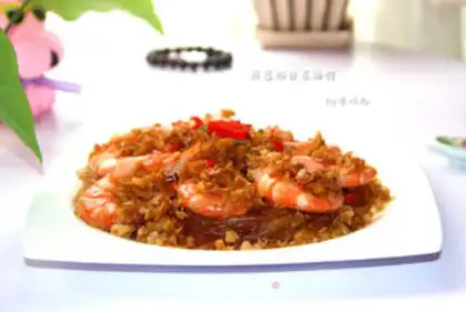 Make Garlic fans steam shrimp step 11