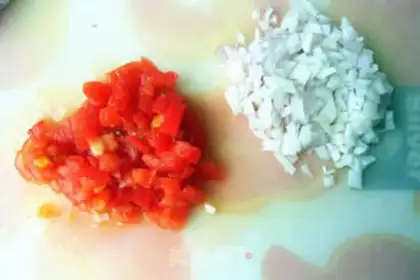 Make Tomato meat tofu step 1