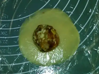 Make A wide sausage moon cake step 12