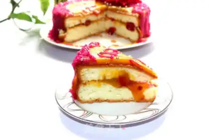 Make Fruit colored heart cake step 12