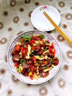 Make Snack pepper mushroom fried sausage step 10