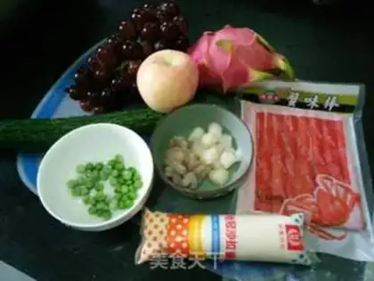 Make Vegetable fruit seafood salad step 0