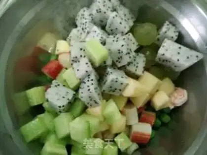 Make Vegetable fruit seafood salad step 8